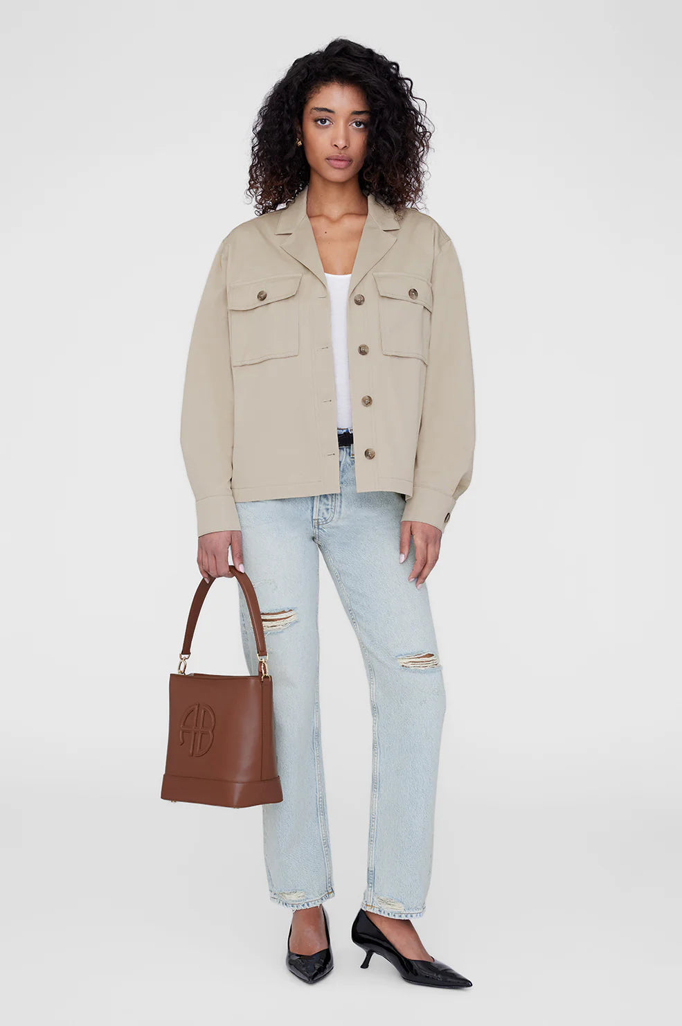 Anine Bing Lili Bucket Bag in Cognac