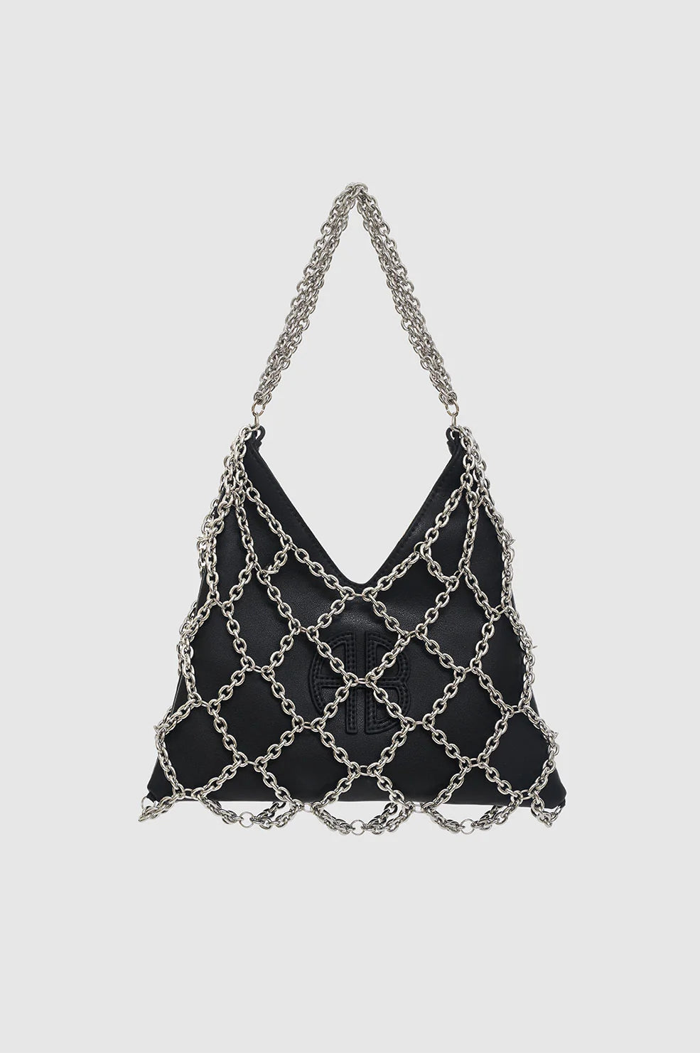 Anine Bing Mini Gaia Chain Bag Black and Silver