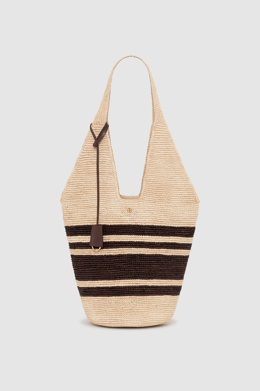 Anine Bing Leah Stripes Hobo Raffia - Natural and Brown Stripe