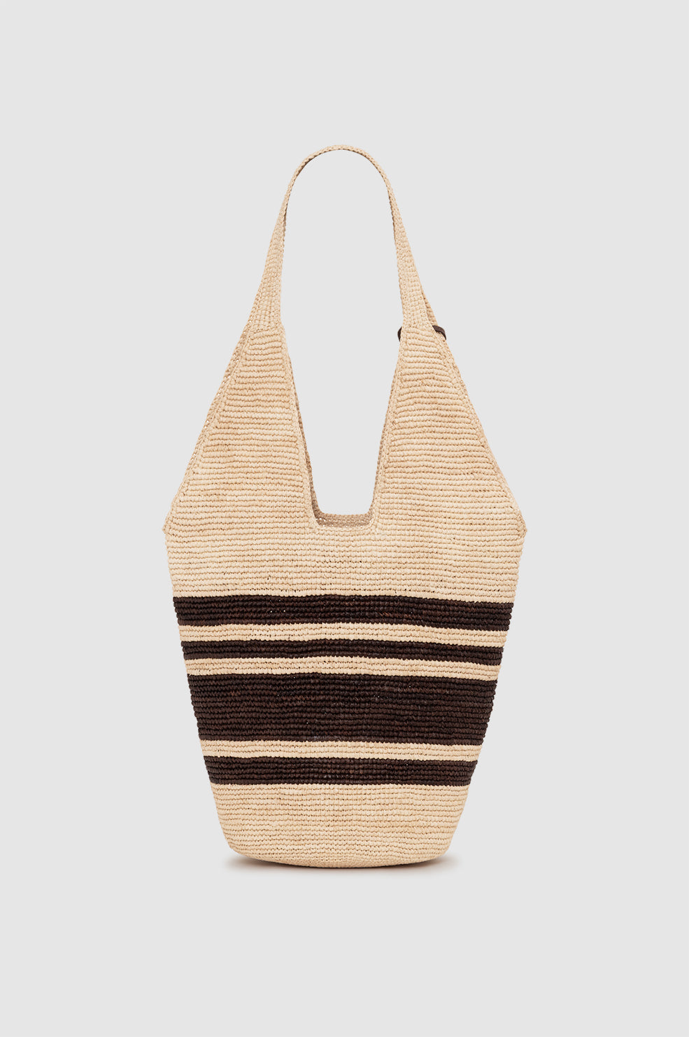 Anine Bing Leah Stripes Hobo Raffia - Natural and Brown Stripe