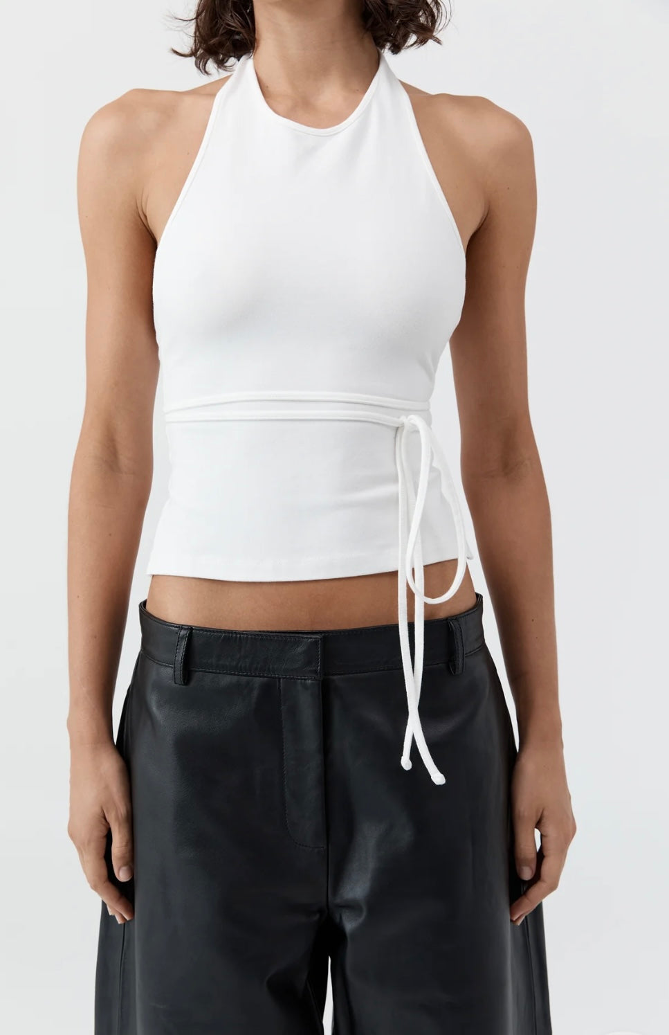 St Agni Soft Jersey Halter Top White