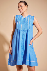 Alessandra Amelie Linen Dress in Cornflower