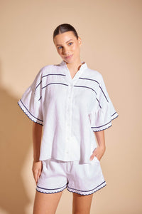 Alessandra Odette Linen Shirt in White