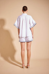 Alessandra Odette Linen Shirt in White