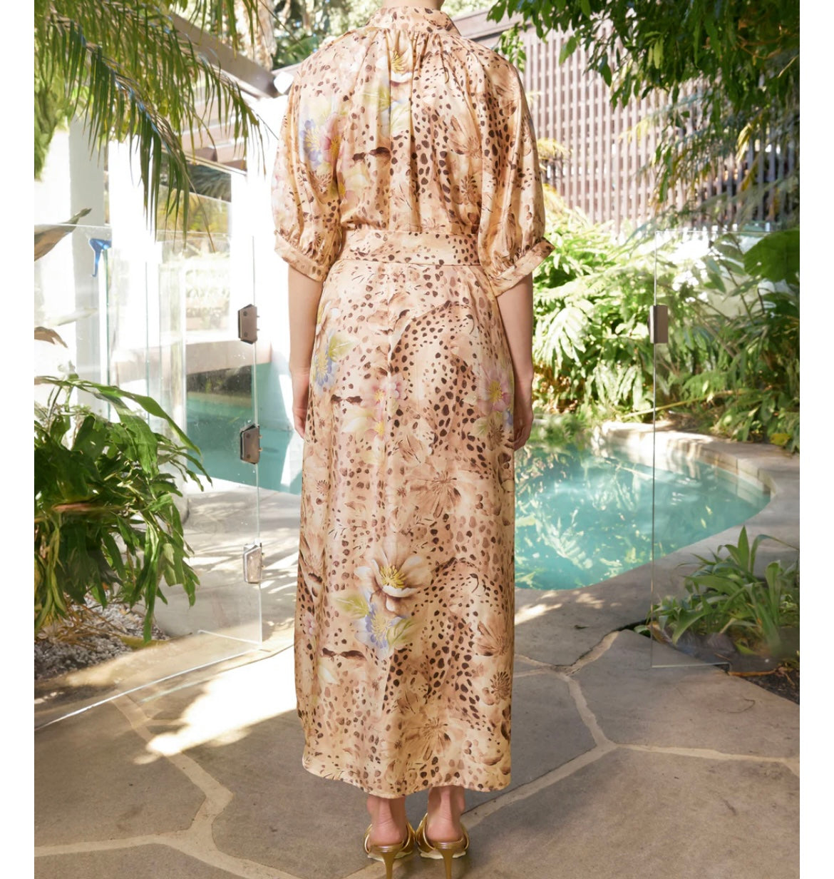 The Dreamer Label Taylor Cheetah Ankle Silk dress