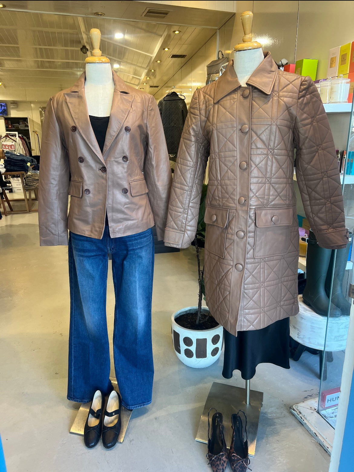 Dea Marmont quilted leather Coat Umber