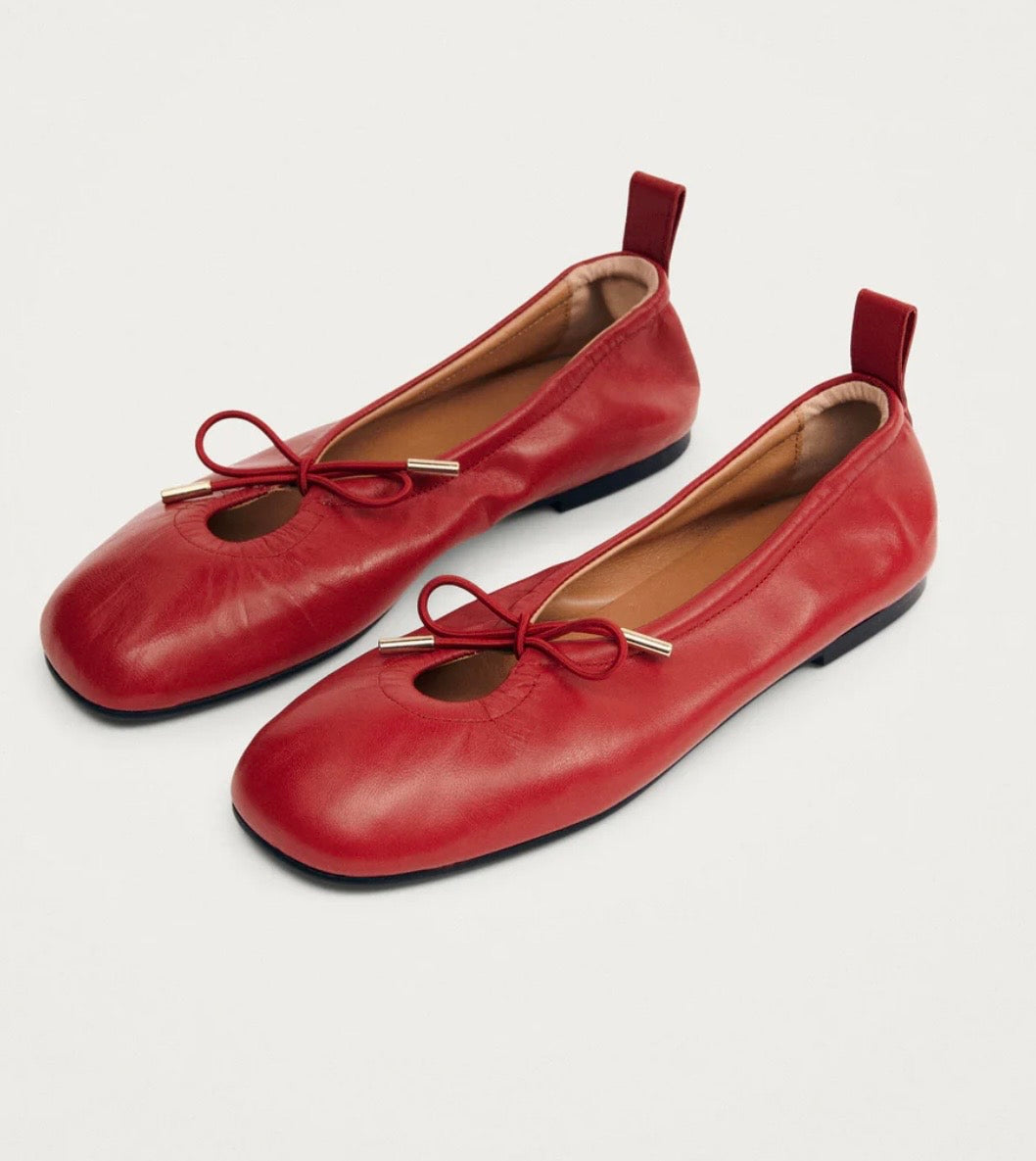 Alohas Rosalind Red Leather Ballet Flats