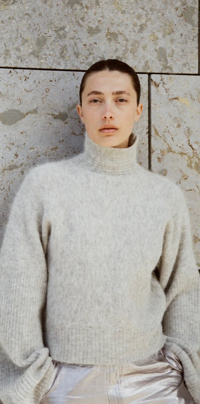 Rabens Saloner - Fluffy Boxy Sweater Light Grey