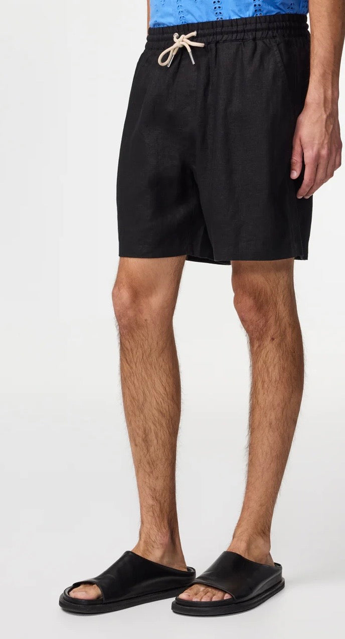 NN07 Gregor Linen Shorts- Black