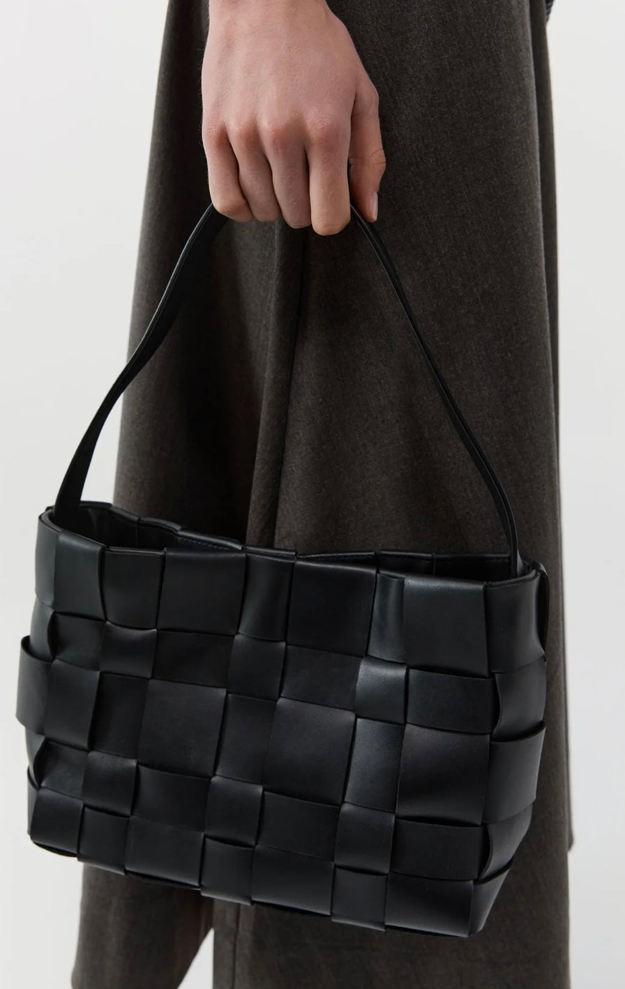 St Agni Woven Mini Tote - Black