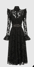 Load image into Gallery viewer, Leo Lin Aliyah Butterfly Midi Dress in Black