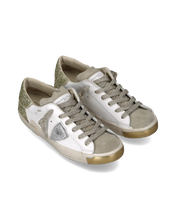 Load image into Gallery viewer, Philippe Model Sneakers Prsx Women with Glitter heel tab, White Gold