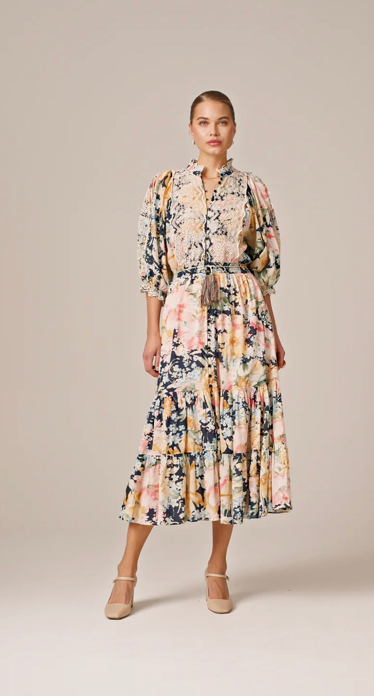 Cotton Slub Midi Dress in Botanic Cotton Slub Midi Dress in Botanic