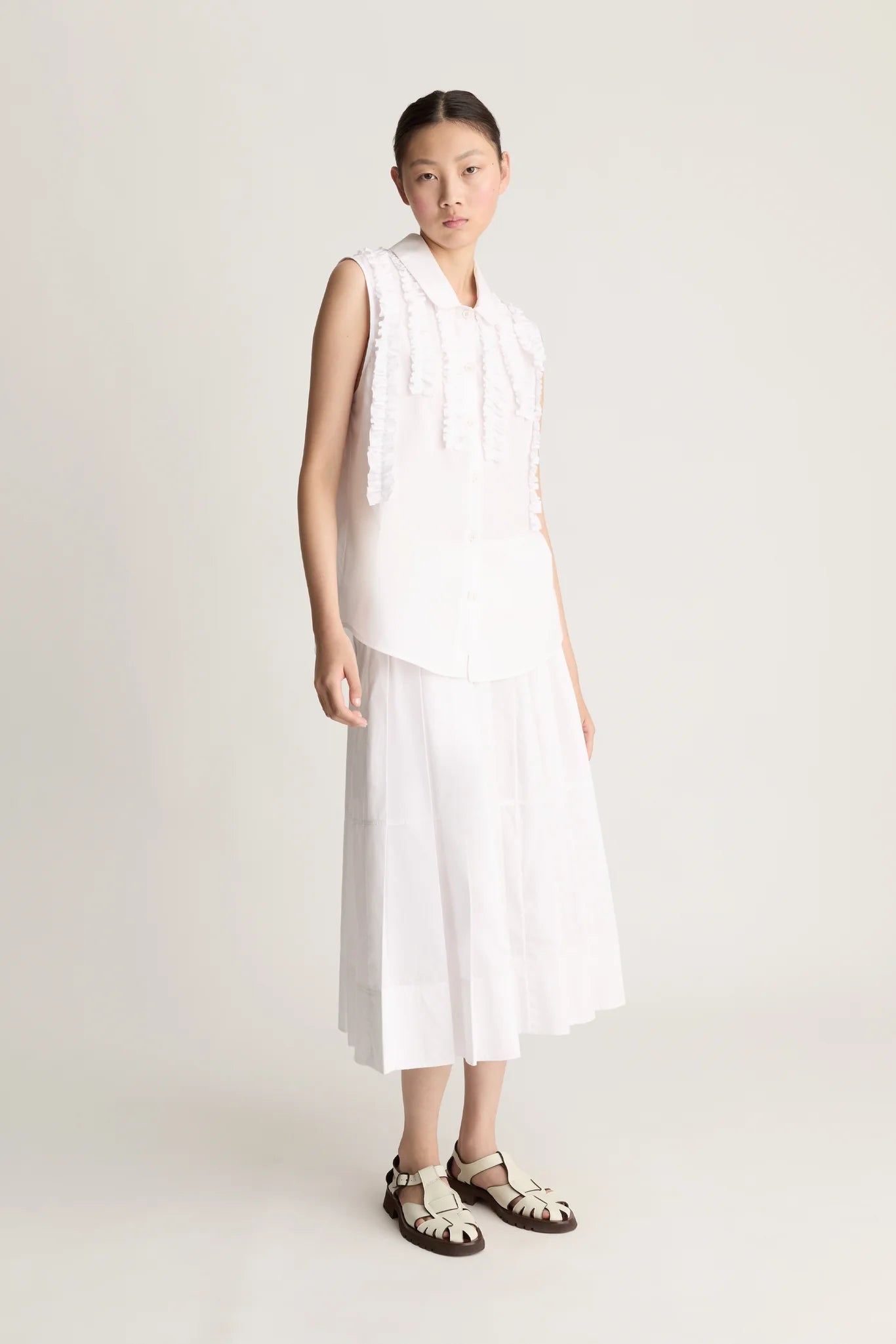 Lee Mathews Charlotte Sleeveless Shirt Natural