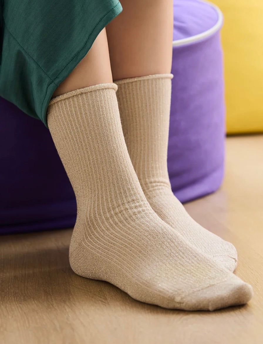 Klue Glitter Lurex socks in Beige