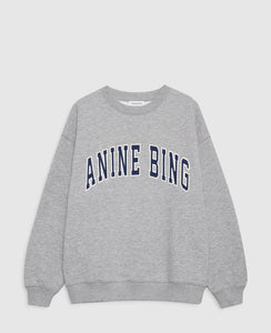 Anine Bing Spencer Sweatshirt- Medium Heather Grey with Navy