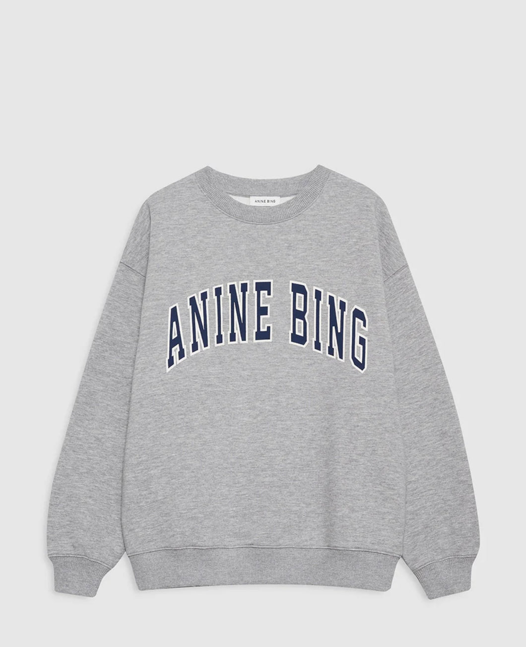Anine Bing Spencer Sweatshirt- Medium Heather Grey with Navy