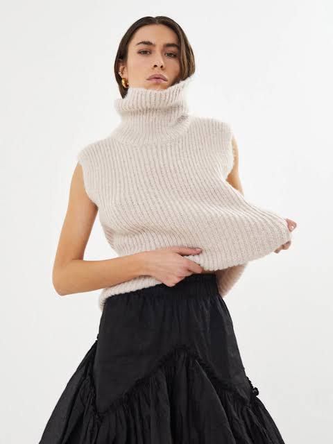 Rabens Saloner Dual Knit Vest Beige