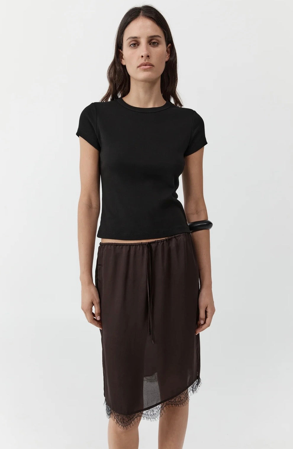 St Agni Fine Lace Skirt Bark