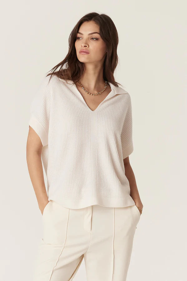 Cable Cashwool Waffle Top - Milk