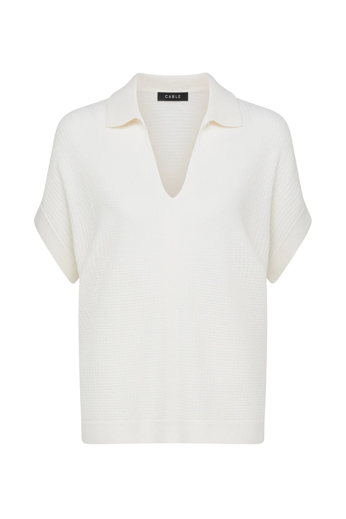 Cable Cashwool Waffle Top - Milk