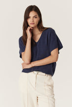 Load image into Gallery viewer, Cable Pure Cashmere Relaxed Top - Denim