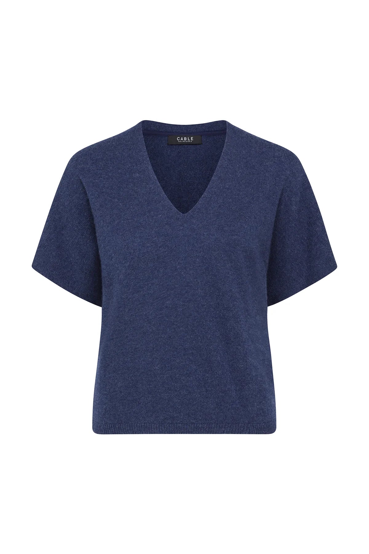 Cable Pure Cashmere Relaxed Top - Denim