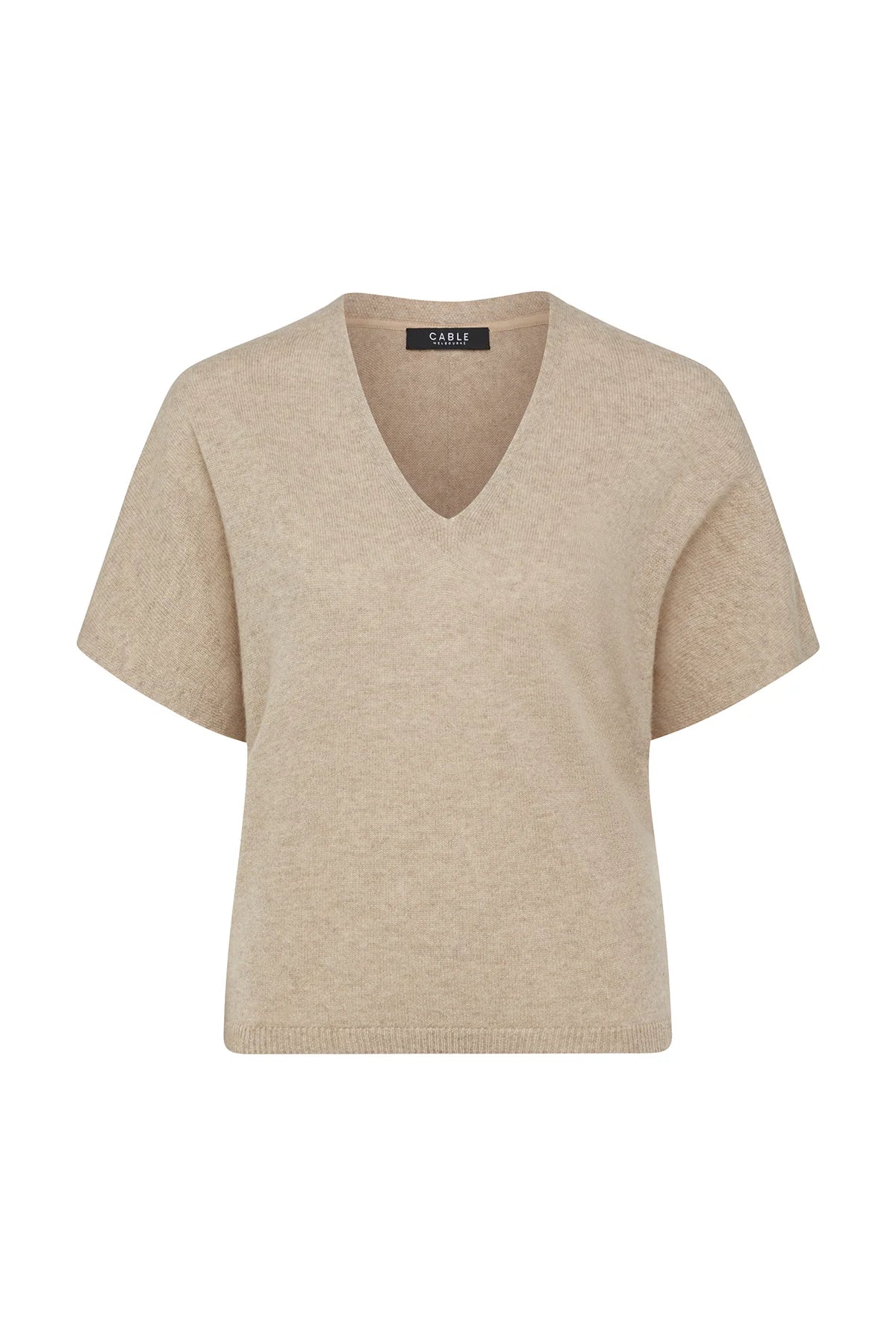 Cable Pure Cashmere Relaxed Top - Biscuit