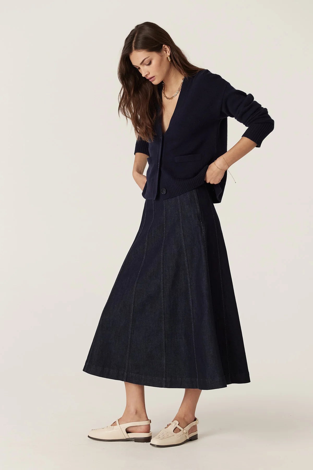 Cable Burke Denim Skirt - Dark Indigo