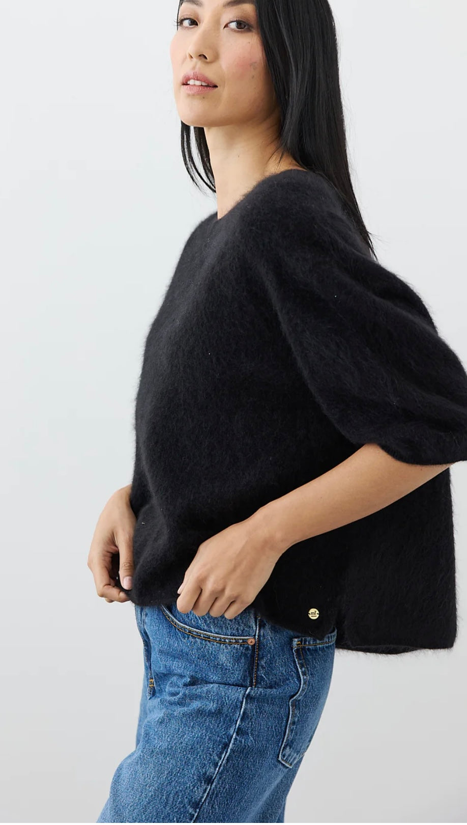 Mia Fratino Erika Tee in Mongolian Cashmere -Jet