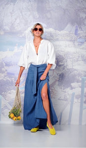 Le Stripe Pigmento Vacanza Skirt- Faded Azzuro