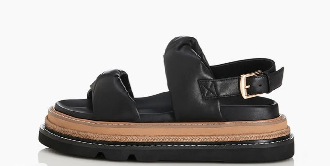 Alias Mae Vee Black Leather Sandals