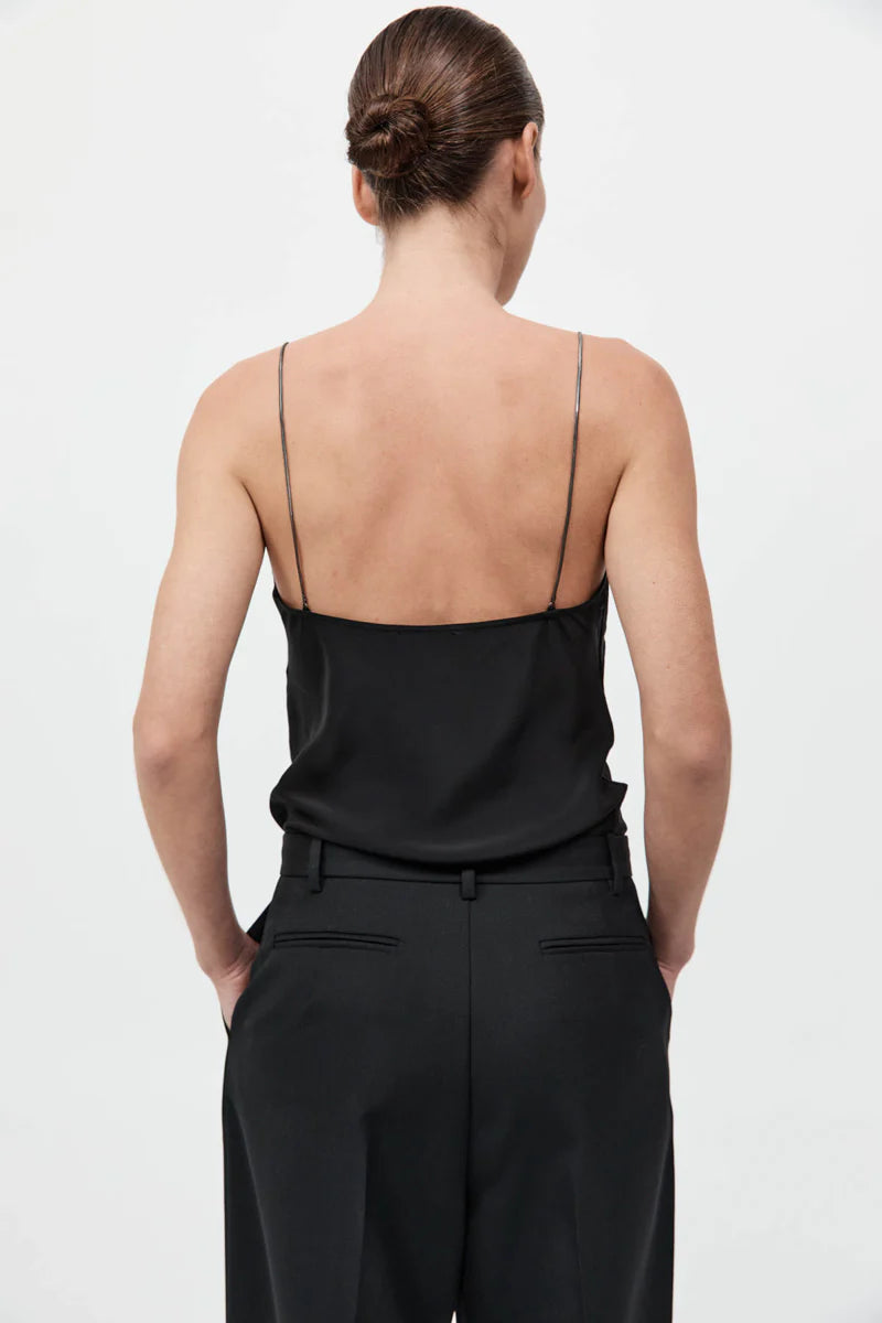 St Agni Fine Chain Silk Cami Black