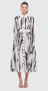 Leo Lin Veronica Shirt Midi Dress Tiger Print