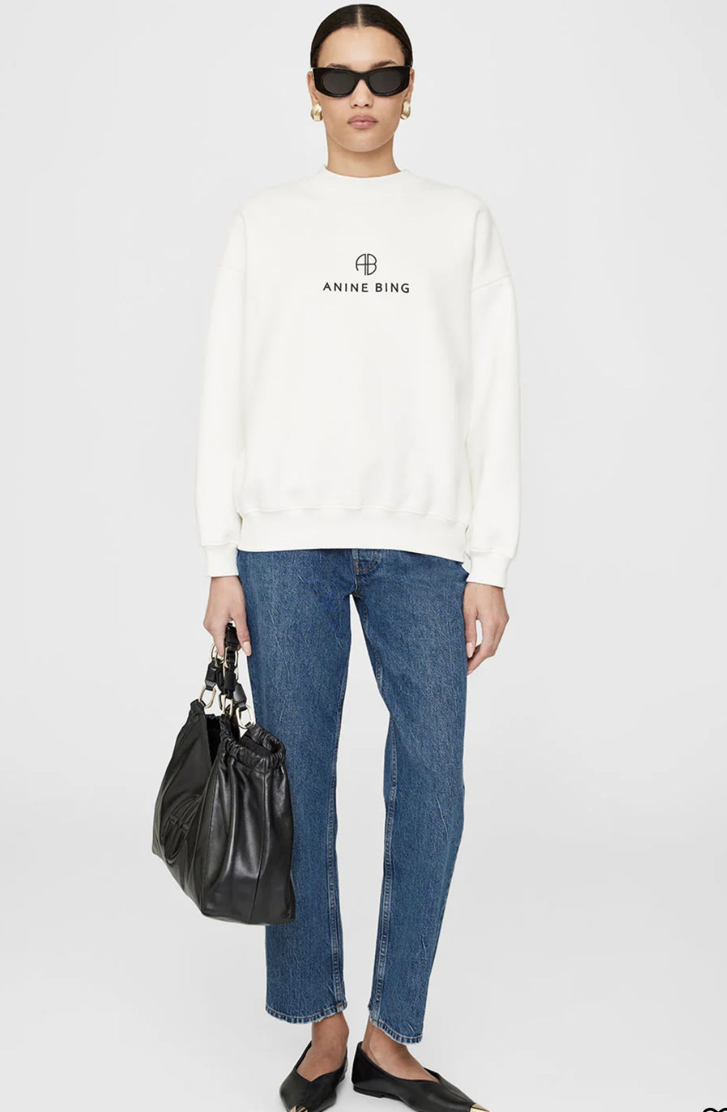 Anine Bing Jaci Sweatshirt Monogram Ivory