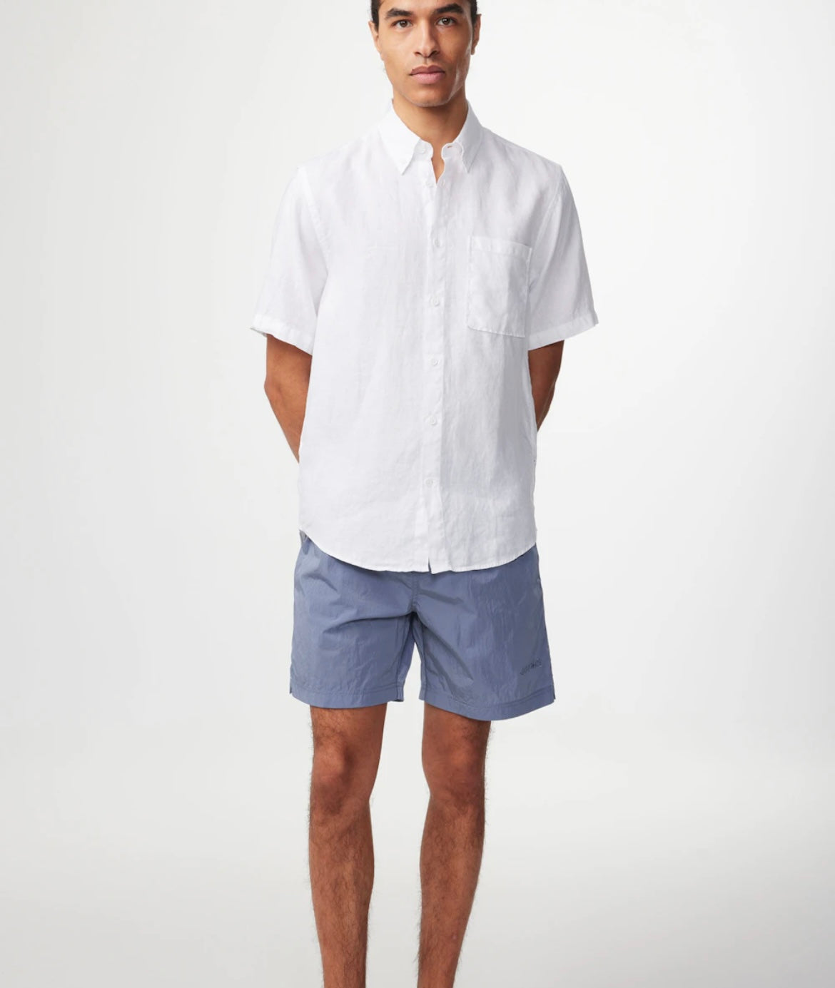 NN07 Arne White Short Sleeve Linen Shirt