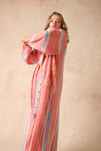Load image into Gallery viewer, Estilo Emporio El Manto Dress - Duster coat in Poppy Red stripe