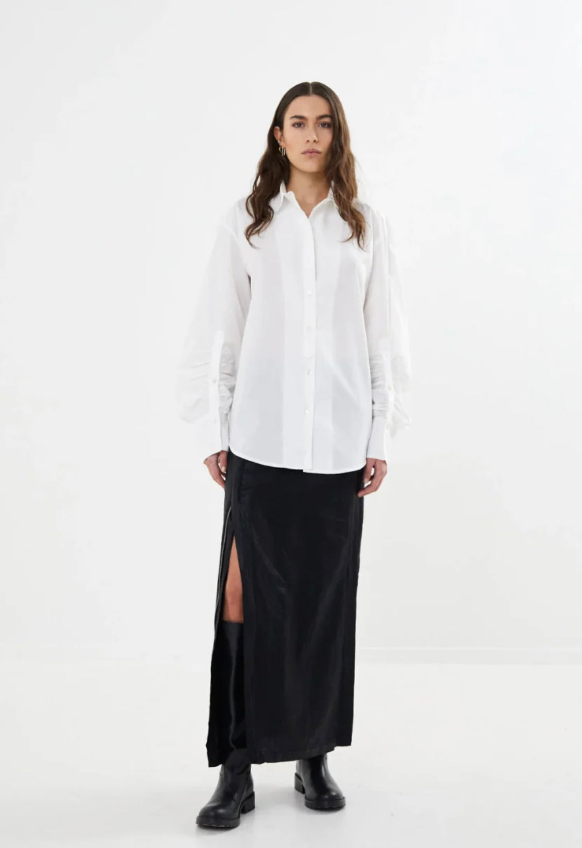 Rabens Saloner Lourdes poplin cuff white shirt