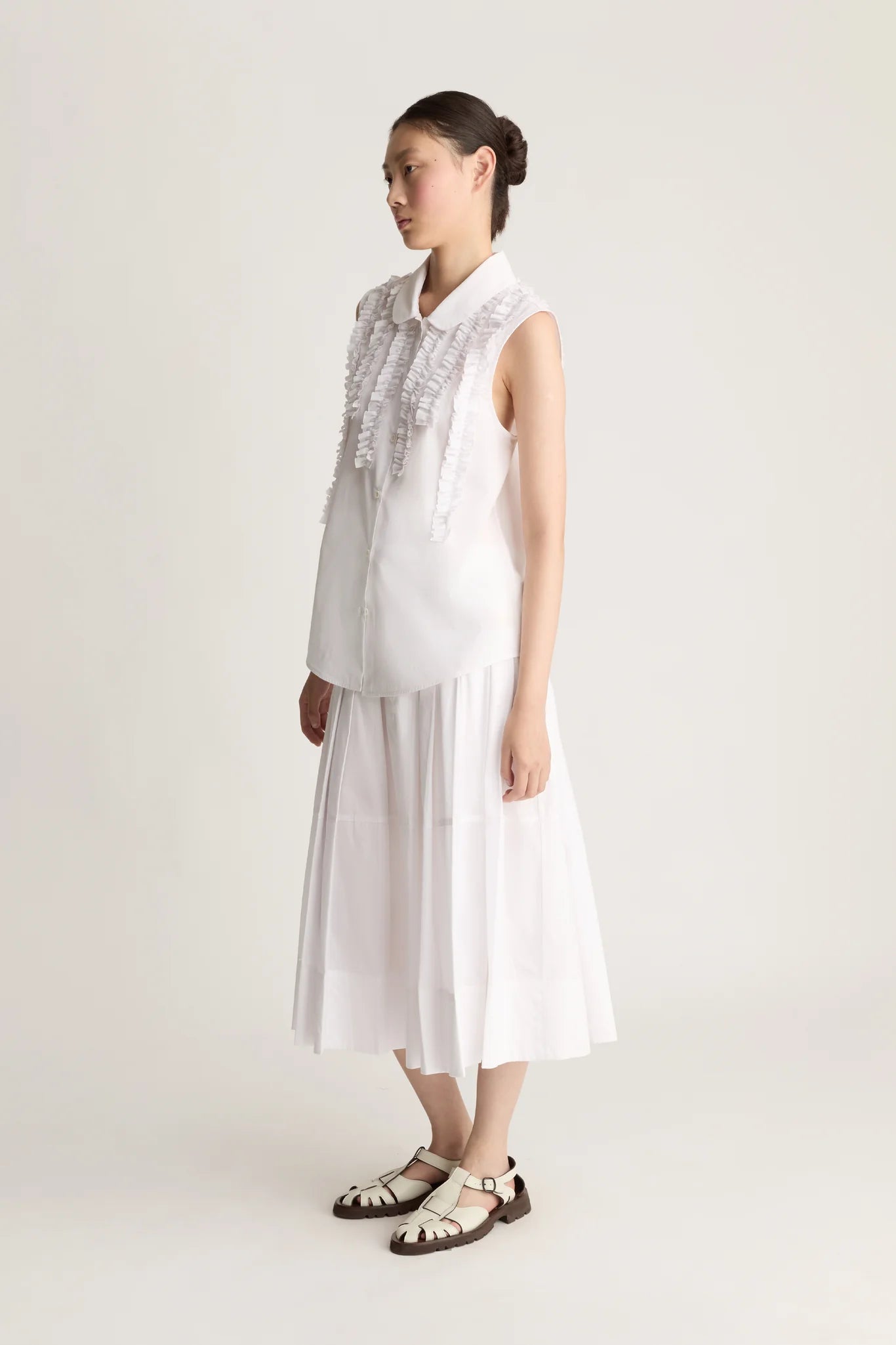 Lee Mathews Charlotte Sleeveless Shirt Natural
