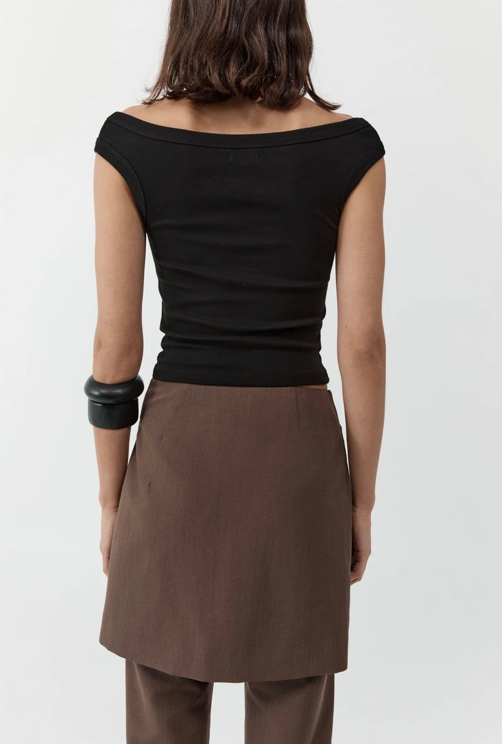 St Agni Organic Cotton Off Shoulder Top Black
