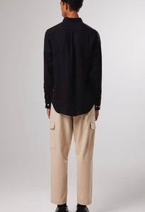 NN07 Levin Shirt in Black Linen