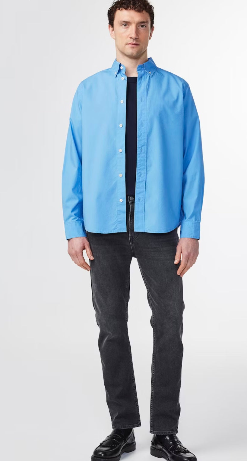 No Nationality Colby Shirt in Blue Jasper