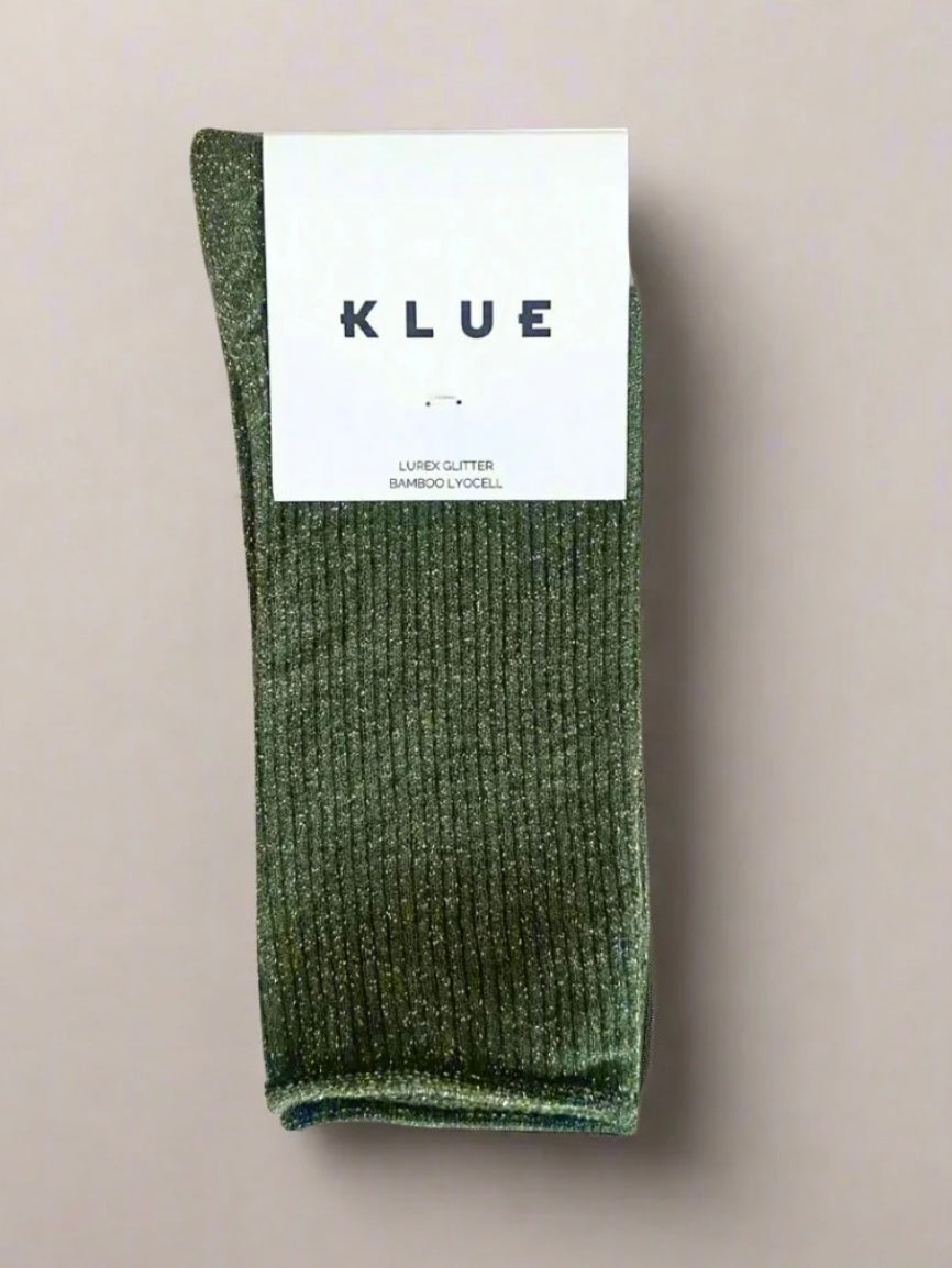 Klue Glitter Lurex socks in Khaki