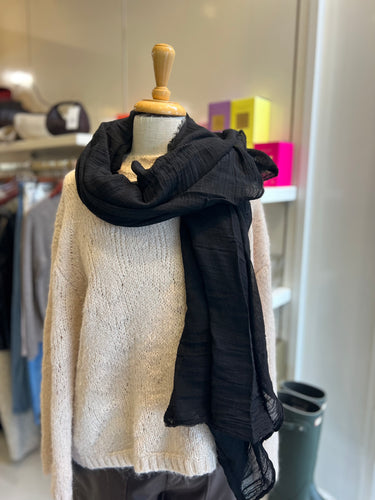 Rabens Saloner Cotton Gauze Scarf Black