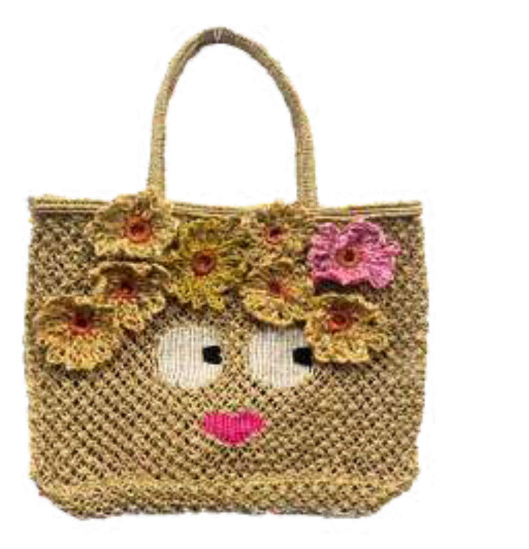 The Jacksons Small Carmen Bag Flower Face - Mustard