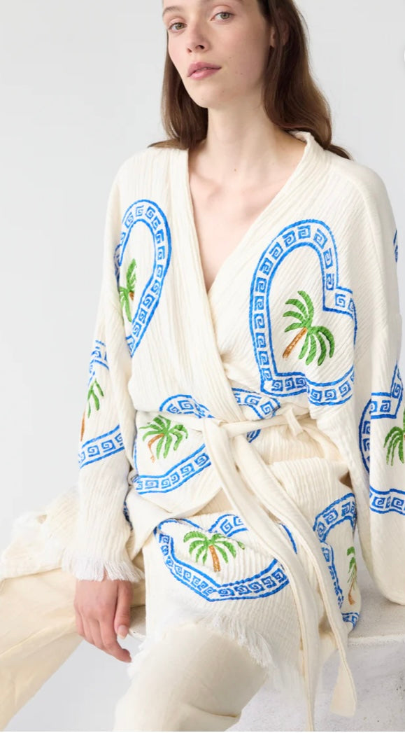 Cie Cie Midi Robe Natural Palm Trees