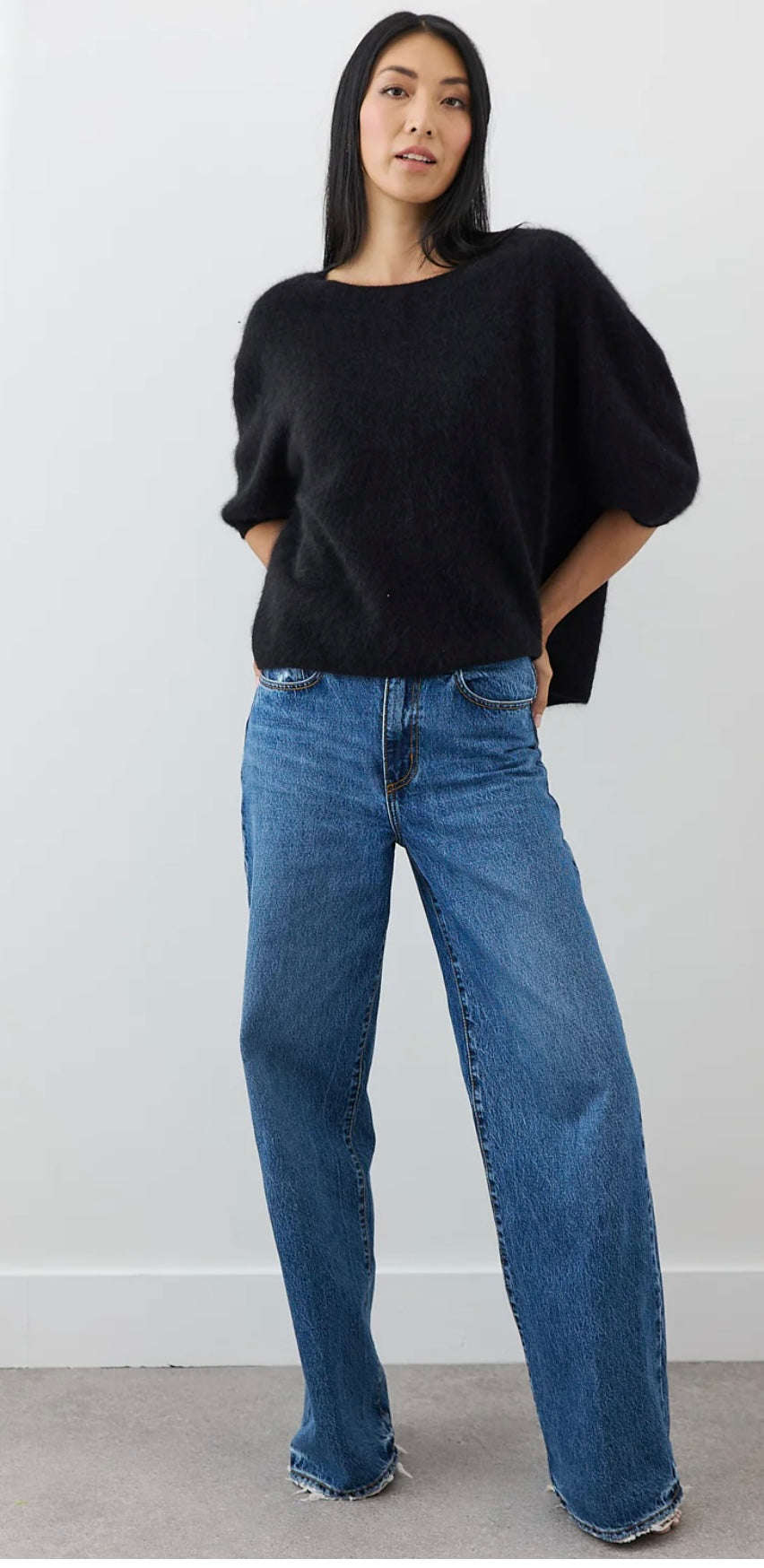 Mia Fratino Erika Tee in Mongolian Cashmere -Jet