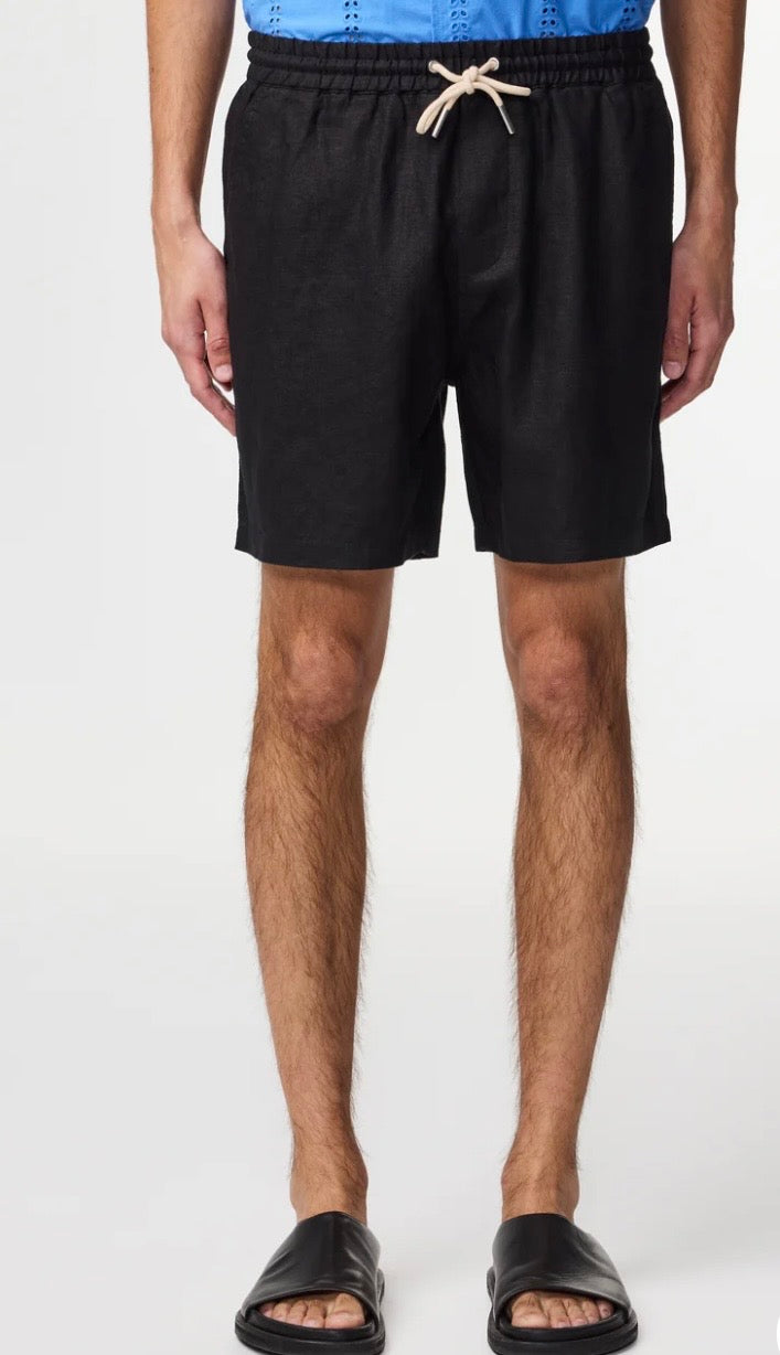 NN07 Gregor Linen Shorts- Black