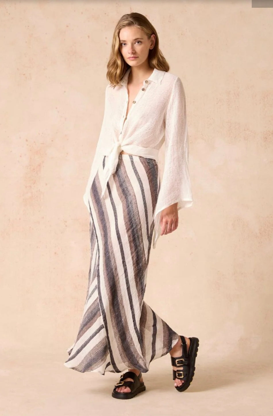 Estilo Emporio Element Skirt Dark Chocolate Stripe