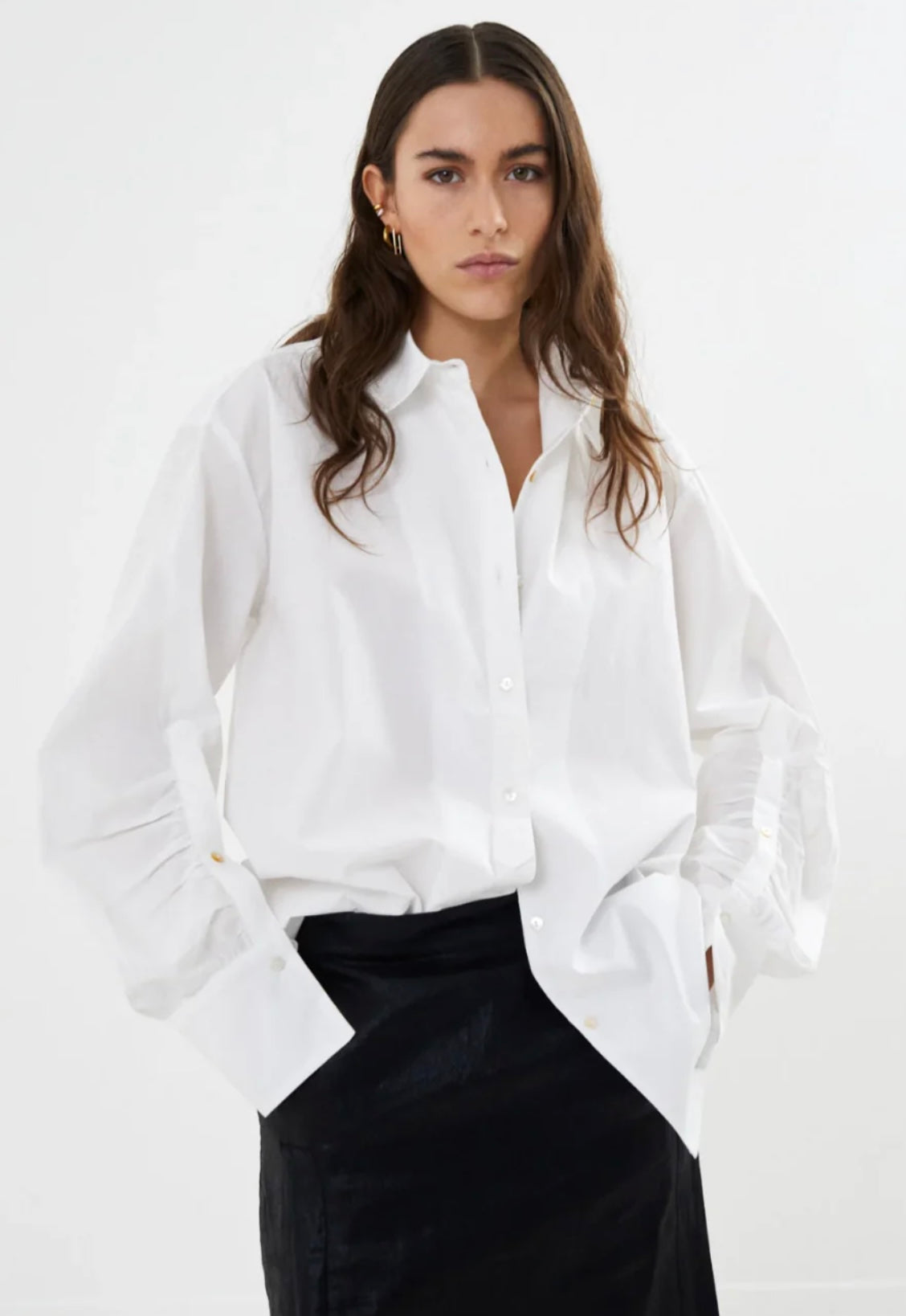 Rabens Saloner Lourdes poplin cuff white shirt